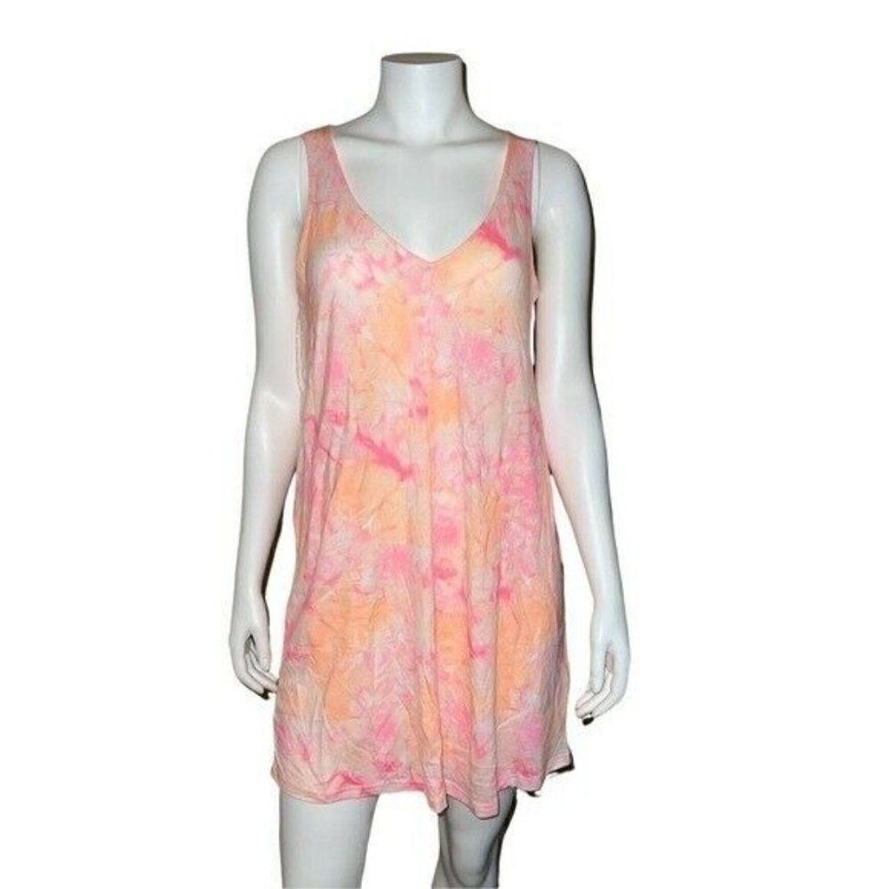 Jenni Orange & Pink Tie Dye Chemise Tank Nightgown Women's Extra Small NWT
